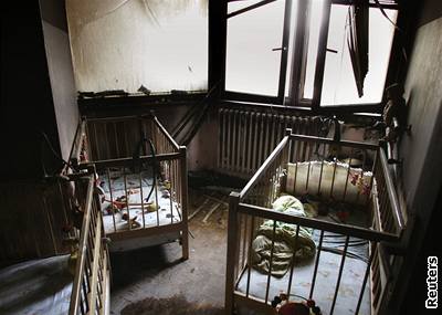 Jeden z pokoj sarajevského sirotince, který zasáhl poár
