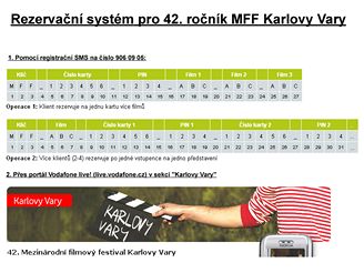 Rezervan systm 42. ronku MFF Karlovy Vary