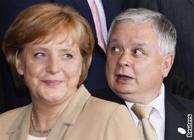 Angela Merkelová a Lech Kaczynski