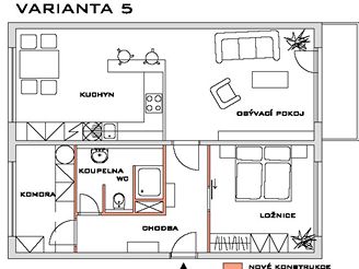 Rekonstrukce bytu - VARIANTA 5