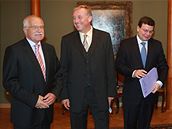 Mirek Topolánek a Alexandr Vondra pi setkání s prezidentem