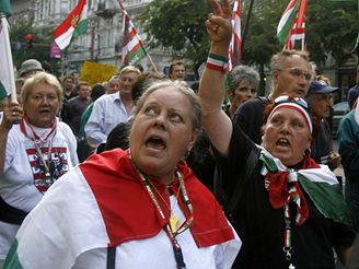 Protest v centru Budapeti