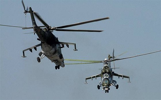 Bitevní vrtulníky Mi-24. Ilustraní foto.