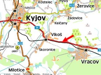 mapa, nehoda u Kyjova (21.9.2007)