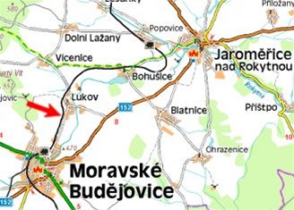 mapa, nehoda na pejezdu u Lukova (21.9.2007)