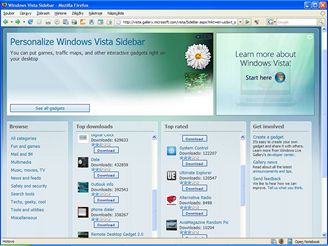 Galerie vce ne 1 500 ikovnch doplk pro Windows Vista Sidebar