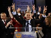 Donald Tusk poté, co jeho Obanská platforma vyhrála íjnové volby.