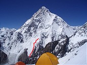Trasa sjezdu na lyžích z K2 Trasa sjezdu na lyžích z K2