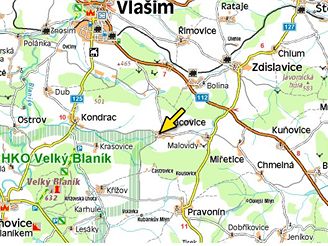 mapa, nehoda Vracovice (15.11.2007)