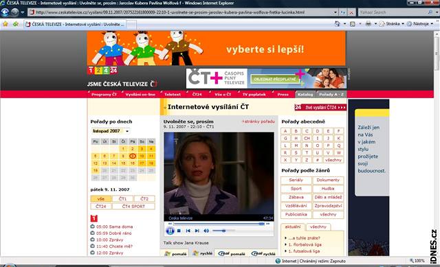 Screenshot z internetového vysílání T - Ally McBealová