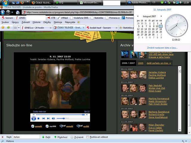 Screenshot z internetového vysílání T