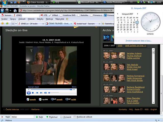 Screenshot z internetového vysílání T