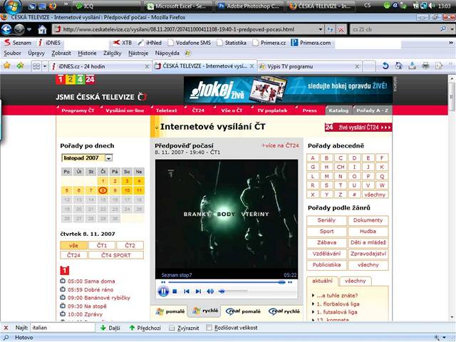 Screenshot z internetového vysílání T