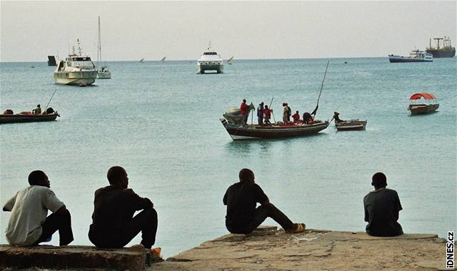Z veerní nabídky grilovaných ryb na plái v Zanzibar City pecházejí oi.
