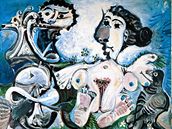 Pablo Picasso: ena s ptákem a flétnistou, 1967