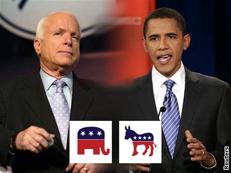 John McCain (vlevo) ztrácí podle Gallupova ústavu na Baracka Obamu 5 procentních bod.
