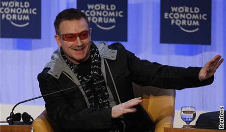 Bono Vox na Svtovm ekonomickm fru ve vcarskm Davosu, leden 2008.