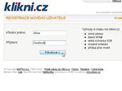 Registrace nového emailu na www.klikni.cz