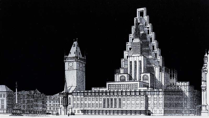 Jedním z odváných návrh je napíklad monumentální dílo známého architekta Josefa Goára.