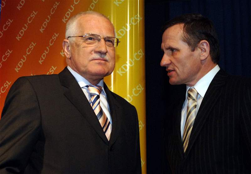 Václav Klaus a Jií unek na sjezdu KDU-SL