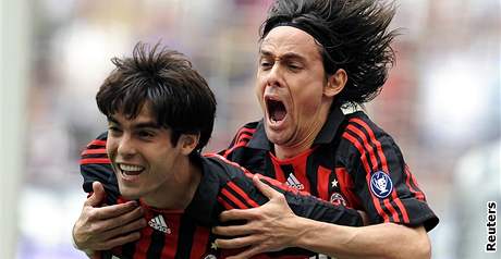AC Milán: Kaká (vlevo) a Inzaghi