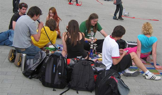Studentský happening na námstí Svobody v Brn
