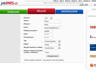 JobDNES.cz - registrace