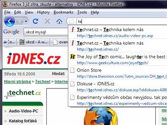 Firefox 3 - adresn dek