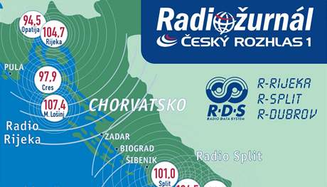 Mapa pokryt Radiournlu v Chorvatsku