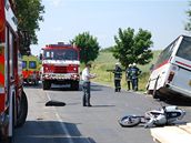 Tragická nehoda motorkáe u Unhot na Kladensku (3.7.2008)