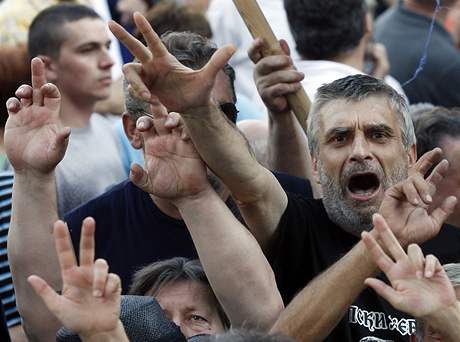 Protesty zorganizovala opozin Srbsk radikln strana