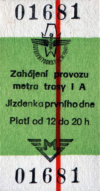 30 let trasy A praskho metra. Jzdenka vydan k zahjen provozu trasy I A