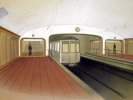 30 let trasy A praskho metra. Projekt vestibulu stanice Radnice (Staromstsk) z roku 1941