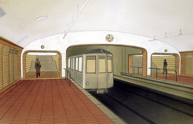 30 let trasy A praského metra. Projekt vestibulu stanice Radnice (Staromstská) z roku 1941
