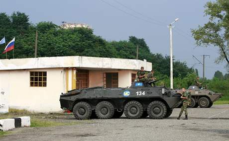 Pravdpodobné místo jednoho z ruských checkpoint ve vznikající nárazníkové zón kolem Jiní Osetie
