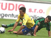 Teplický Petr Lukáš (vlevo) a příbramským záložníkem Oguzem Bivikem. Teplický Petr Lukáš (vlevo) a příbramským záložníkem Oguzem Bivikem.