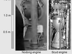 Kapalinov motor rakety Shanab 3 alias Nodong (vlevo) s motorem Scud