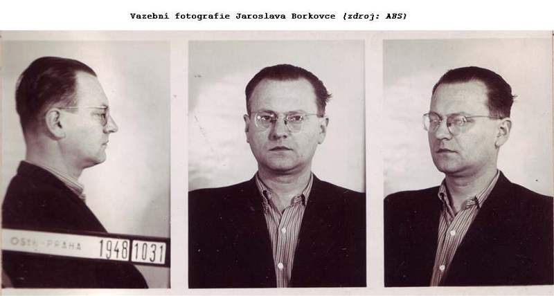 Vazební fotografie jednoho z odsouzených - Jaroslava Borkovce (1949)