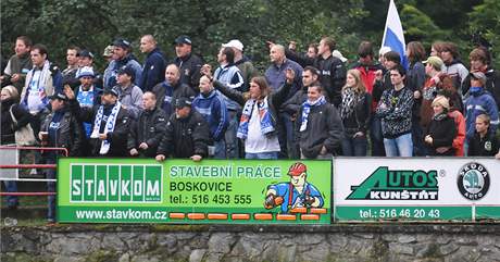 Ostravtí fanouci na fotbalovém utkání v Boskovicích