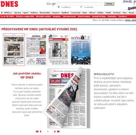 Hlavní zmna na www.mfdnes.cz: interaktivní pehled stránek