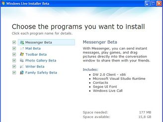Instalace Windows Live