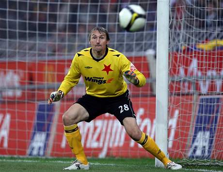 Slávistický branká Martin Vaniak nedostal gól u v sedmém ligovém zápase.