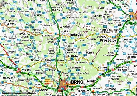 Mapa Brna a silnice R43