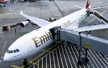 Letadlo spolenosti Emirates. Ilustraní foto