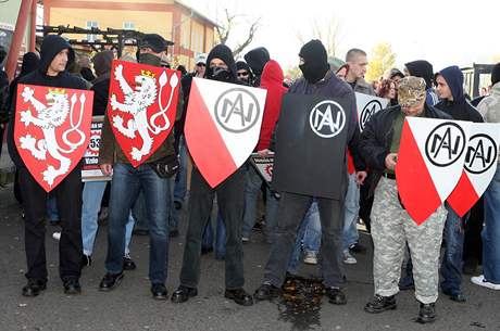 Akce pravicovch extremist v Litvnov. (18. jna 2008)