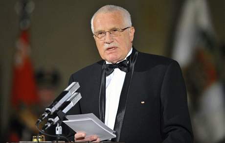Prezident Václav Klaus pi slavnostním projevu na  Praském hrad (28. íjna 2008)