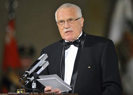 Prezident Václav Klaus pi slavnostním projevu na  Praském hrad (28. íjna 2008)