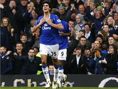 Marouane Fellaini (Everton) oslavuje gl