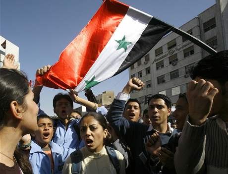 Tisce demonstrant se shromdily v centru Damaku, aby protestovaly proti nedlnmu zsahu americkho letectva v syrsk vesnici u hranic s Irkem.