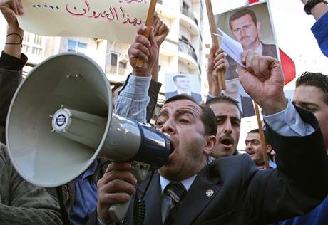 Tisce demonstrant se shromdily v centru Damaku, aby protestovaly proti nedlnmu zsahu americkho letectva v syrsk vesnici u hranic s Irkem.